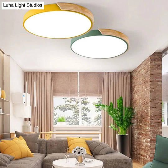 Loft Circle Led Ceiling Light For Kindergarten With Acrylic Shade