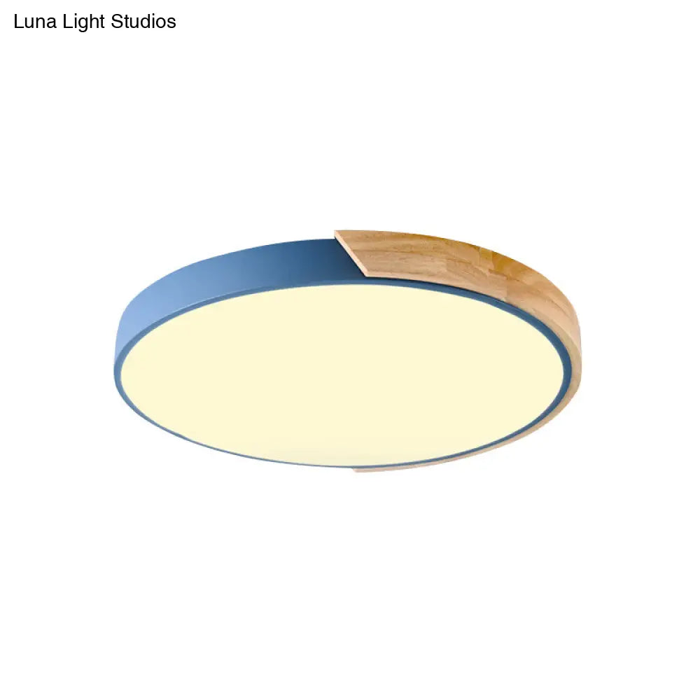 Loft Circle Led Ceiling Light For Kindergarten With Acrylic Shade