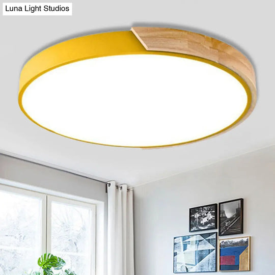 Loft Circle Led Ceiling Light For Kindergarten With Acrylic Shade