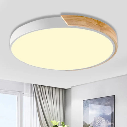 Loft Circle Led Ceiling Light For Kindergarten With Acrylic Shade White / 12 Warm