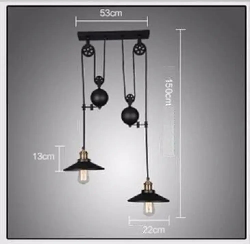 Loft Hanglamp Retro Wrought Iron Vintage Chandeliers Industrial Adjustable Pulley Pendant Lamps