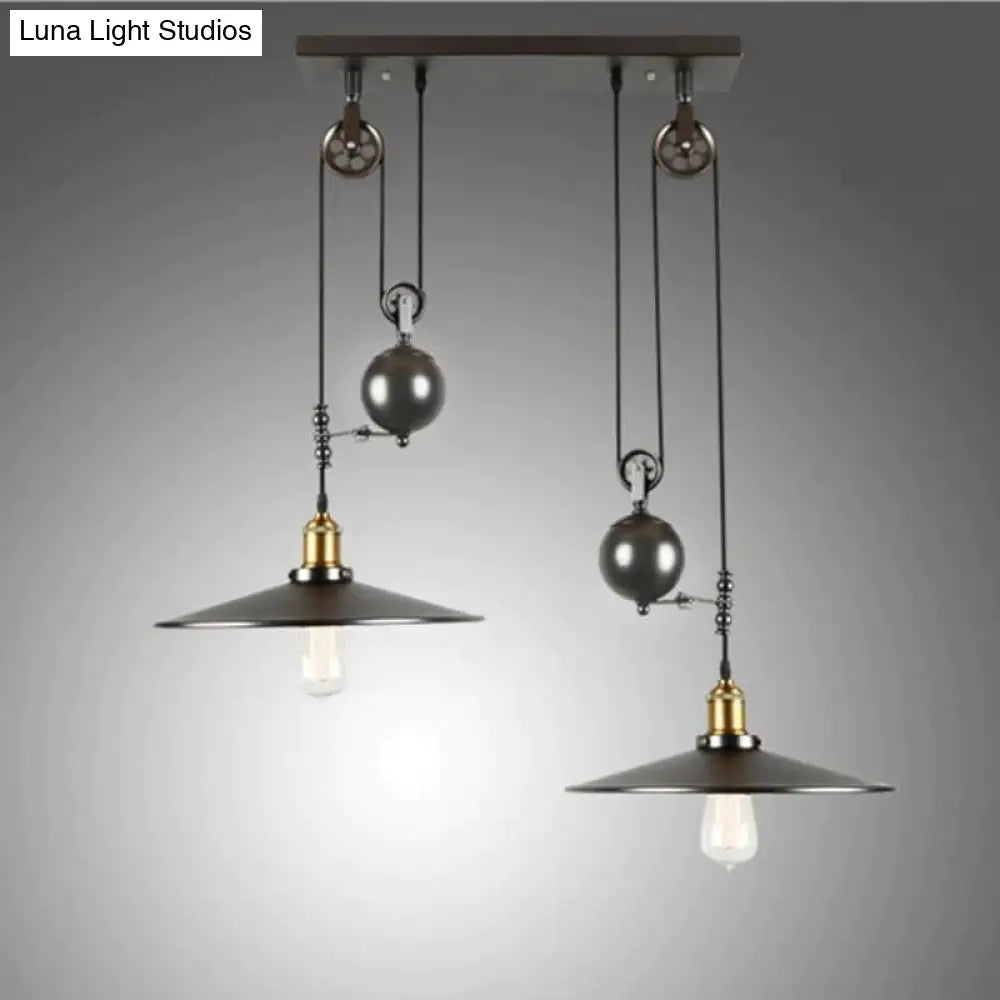 Loft Hanglamp Retro Wrought Iron Vintage Chandeliers Industrial Adjustable Pulley Pendant Lamps