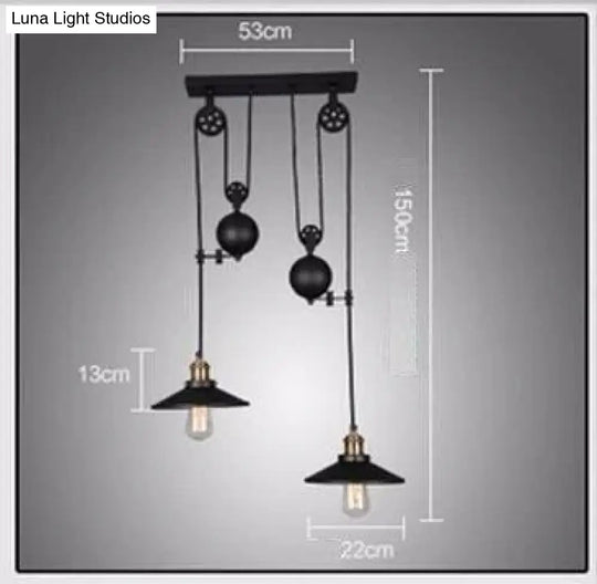 Loft Hanglamp Retro Wrought Iron Vintage Chandeliers Industrial Adjustable Pulley Pendant Lamps