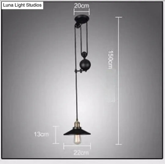 Loft Hanglamp Retro Wrought Iron Vintage Chandeliers Industrial Adjustable Pulley Pendant Lamps