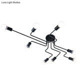 Loft Nordic Pipe Wrought Iron Ceiling Light 4/6/8 Heads Lamp 8 Heads