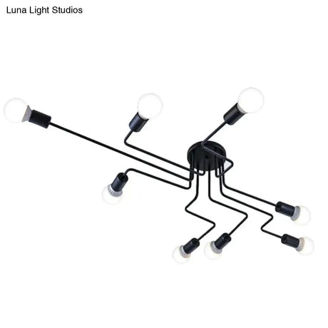 Loft Nordic Pipe Wrought Iron Ceiling Light 4/6/8 Heads Lamp 8 Heads