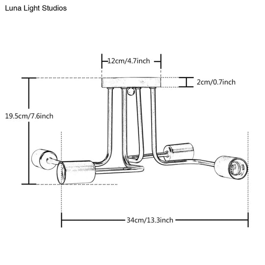 Loft Nordic Pipe Wrought Iron Ceiling Light 4/6/8 Heads Lamp