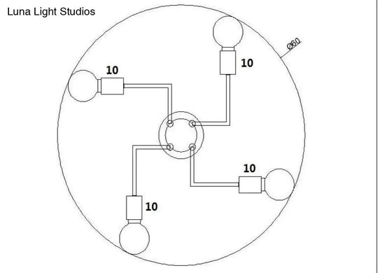 Loft Nordic Pipe Wrought Iron Ceiling Light 4/6/8 Heads Lamp