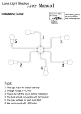 Loft Nordic Pipe Wrought Iron Ceiling Light 4/6/8 Heads Lamp