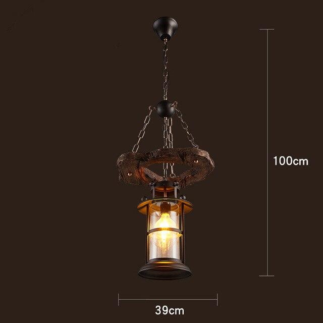 LOFT Retro Old Boat Solid Wood Bar Industrial Pendant Lamp Vintage Creative Personality Wooden Lamp For Dining Living Room