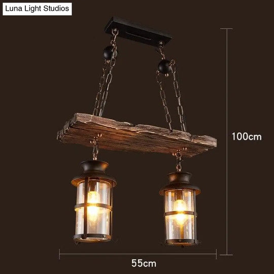 Loft Retro Old Boat Solid Wood Bar Industrial Pendant Lamp Vintage Creative Personality Wooden For