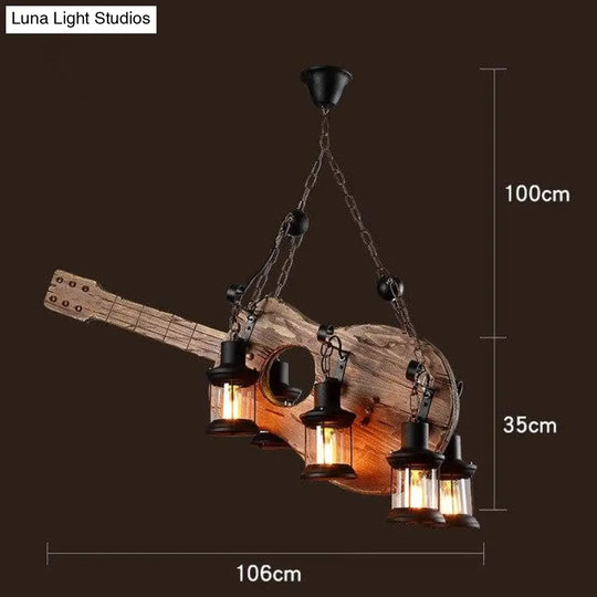 Loft Retro Old Boat Solid Wood Bar Industrial Pendant Lamp Vintage Creative Personality Wooden For