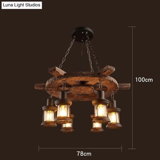 Loft Retro Old Boat Solid Wood Bar Industrial Pendant Lamp Vintage Creative Personality Wooden For