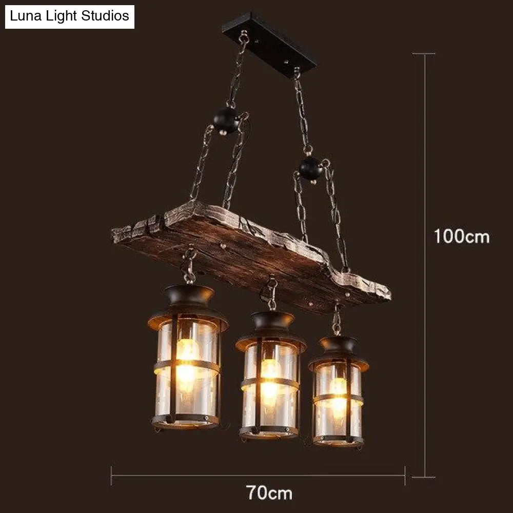 Loft Retro Old Boat Solid Wood Bar Industrial Pendant Lamp Vintage Creative Personality Wooden For