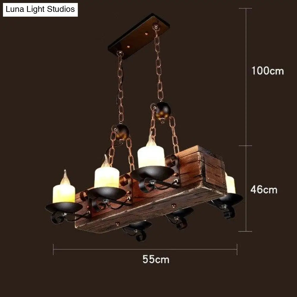 Loft Retro Old Boat Solid Wood Bar Industrial Pendant Lamp Vintage Creative Personality Wooden For