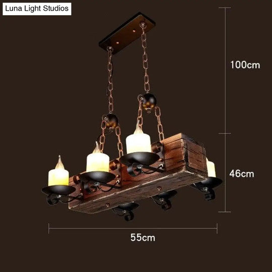 Loft Retro Old Boat Solid Wood Bar Industrial Pendant Lamp Vintage Creative Personality Wooden For