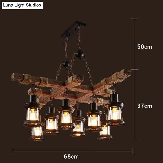 Loft Retro Old Boat Solid Wood Bar Industrial Pendant Lamp Vintage Creative Personality Wooden For