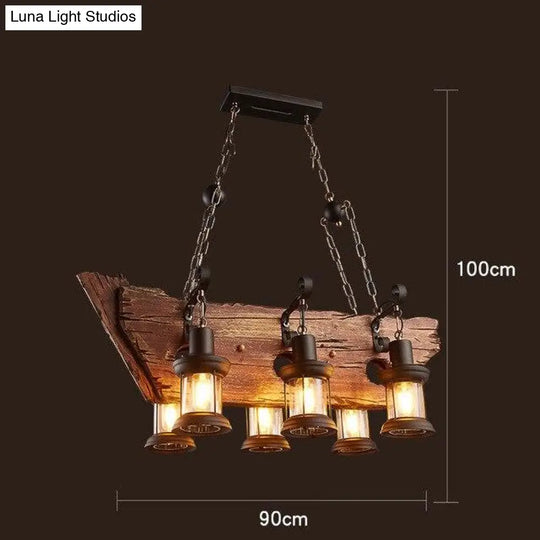 Loft Retro Old Boat Solid Wood Bar Industrial Pendant Lamp Vintage Creative Personality Wooden For