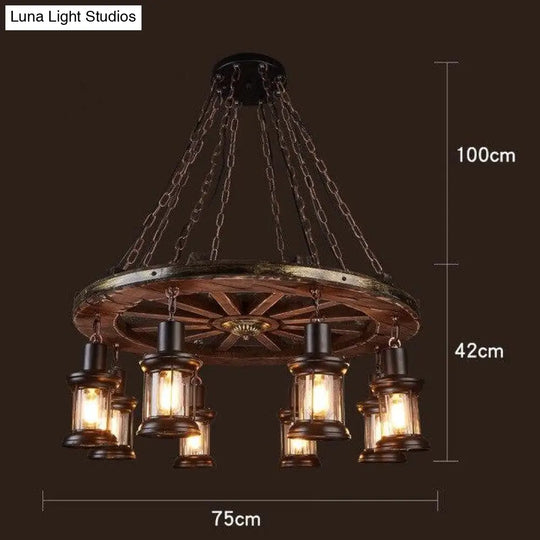 Loft Retro Old Boat Solid Wood Bar Industrial Pendant Lamp Vintage Creative Personality Wooden For