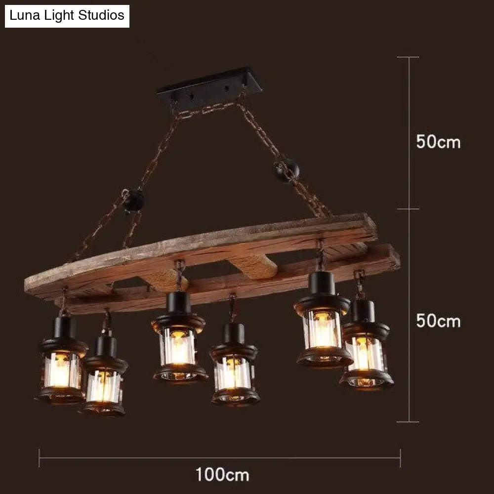 Loft Retro Old Boat Solid Wood Bar Industrial Pendant Lamp Vintage Creative Personality Wooden For