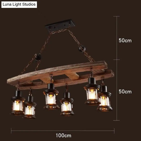 Loft Retro Old Boat Solid Wood Bar Industrial Pendant Lamp Vintage Creative Personality Wooden For