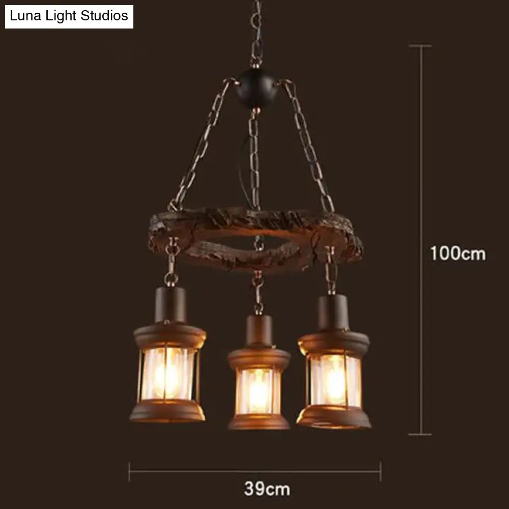 Loft Retro Old Boat Solid Wood Bar Industrial Pendant Lamp Vintage Creative Personality Wooden For