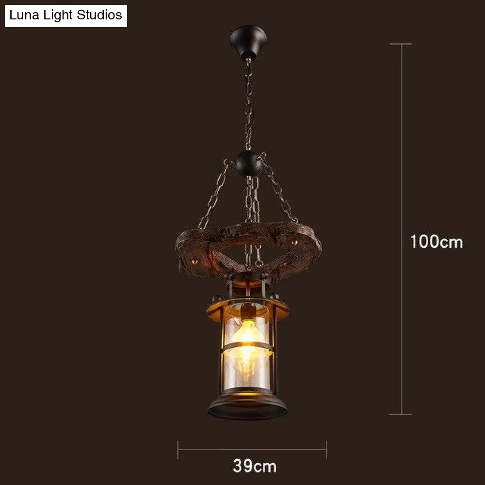 Loft Retro Old Boat Solid Wood Bar Industrial Pendant Lamp Vintage Creative Personality Wooden For