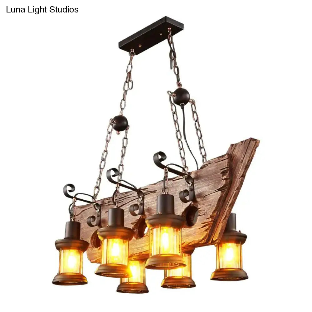 Loft Retro Old Boat Solid Wood Bar Industrial Pendant Lamp Vintage Creative Personality Wooden For