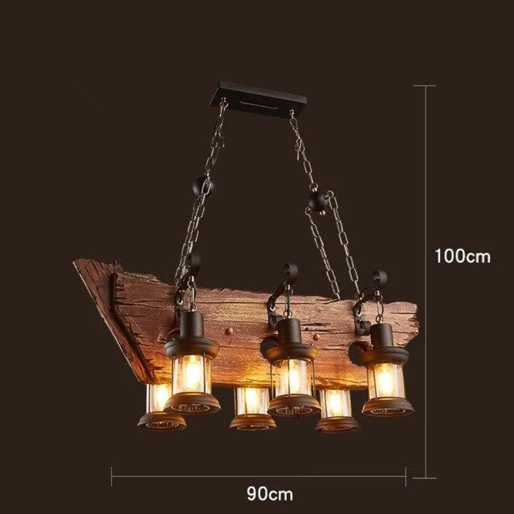 Loft Retro Old Boat Solid Wood Bar Industrial Pendant Lamp Vintage Creative Personality Wooden For