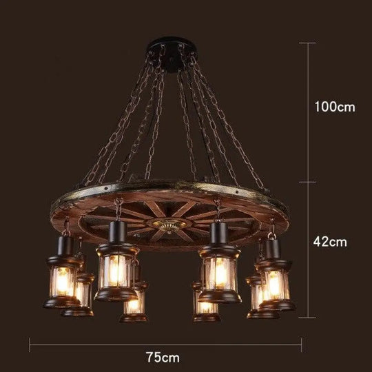 Loft Retro Old Boat Solid Wood Bar Industrial Pendant Lamp Vintage Creative Personality Wooden For