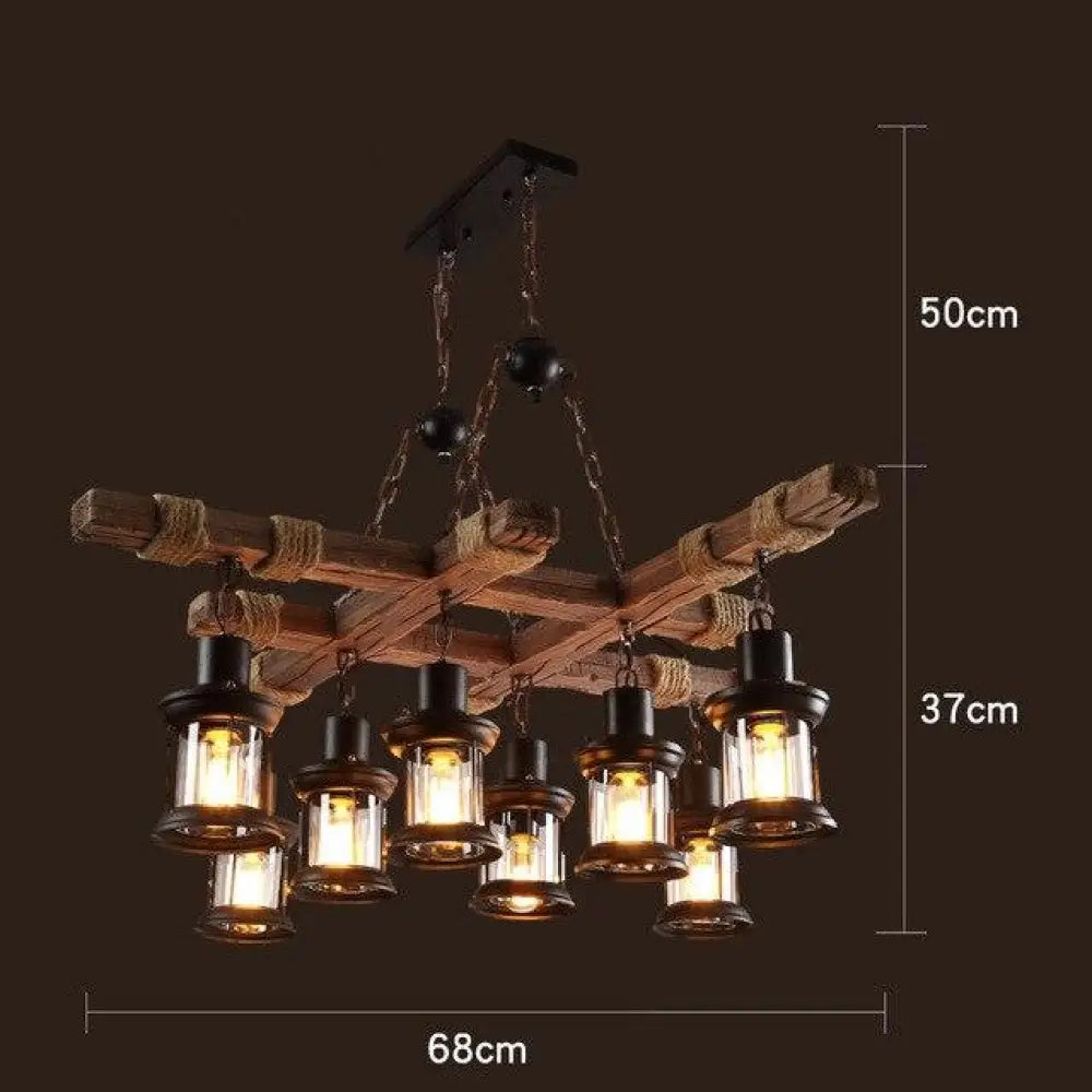 Loft Retro Old Boat Solid Wood Bar Industrial Pendant Lamp Vintage Creative Personality Wooden For