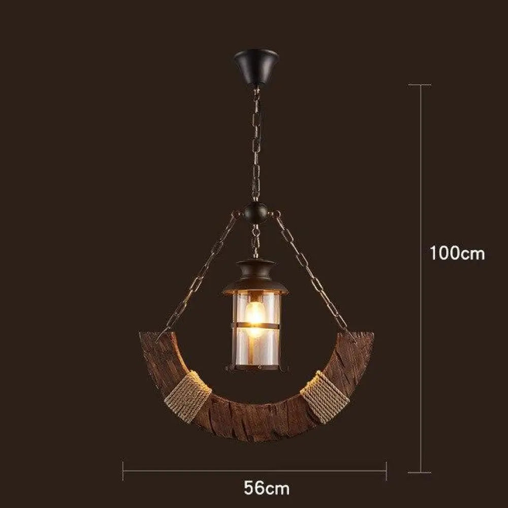 Loft Retro Old Boat Solid Wood Bar Industrial Pendant Lamp Vintage Creative Personality Wooden For