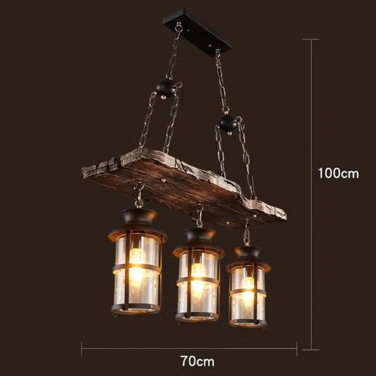 Loft Retro Old Boat Solid Wood Bar Industrial Pendant Lamp Vintage Creative Personality Wooden For