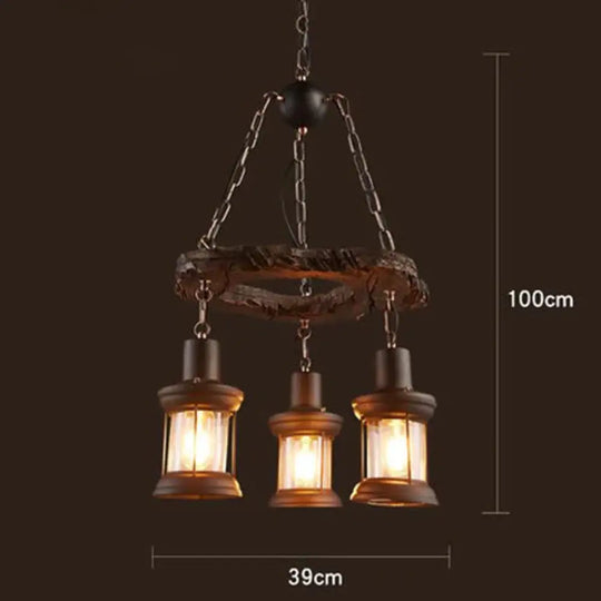 Loft Retro Old Boat Solid Wood Bar Industrial Pendant Lamp Vintage Creative Personality Wooden For