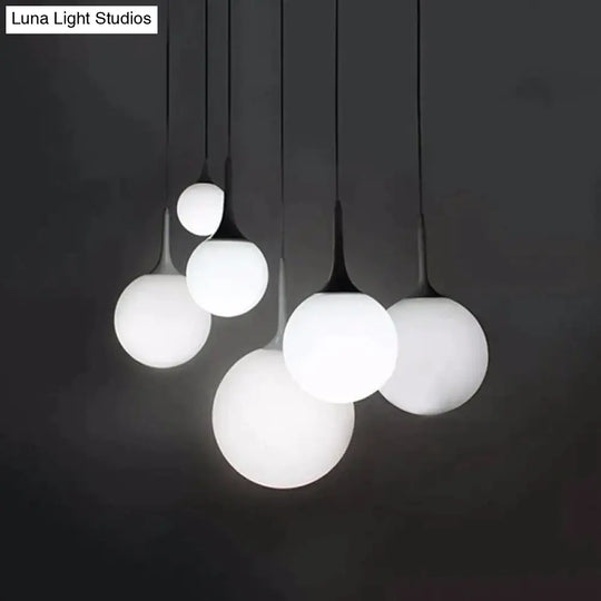 Loft Simple Milk White Glass Ball Pendant Light Led E27 Modern Hanging Lamp With 6 Size For Living