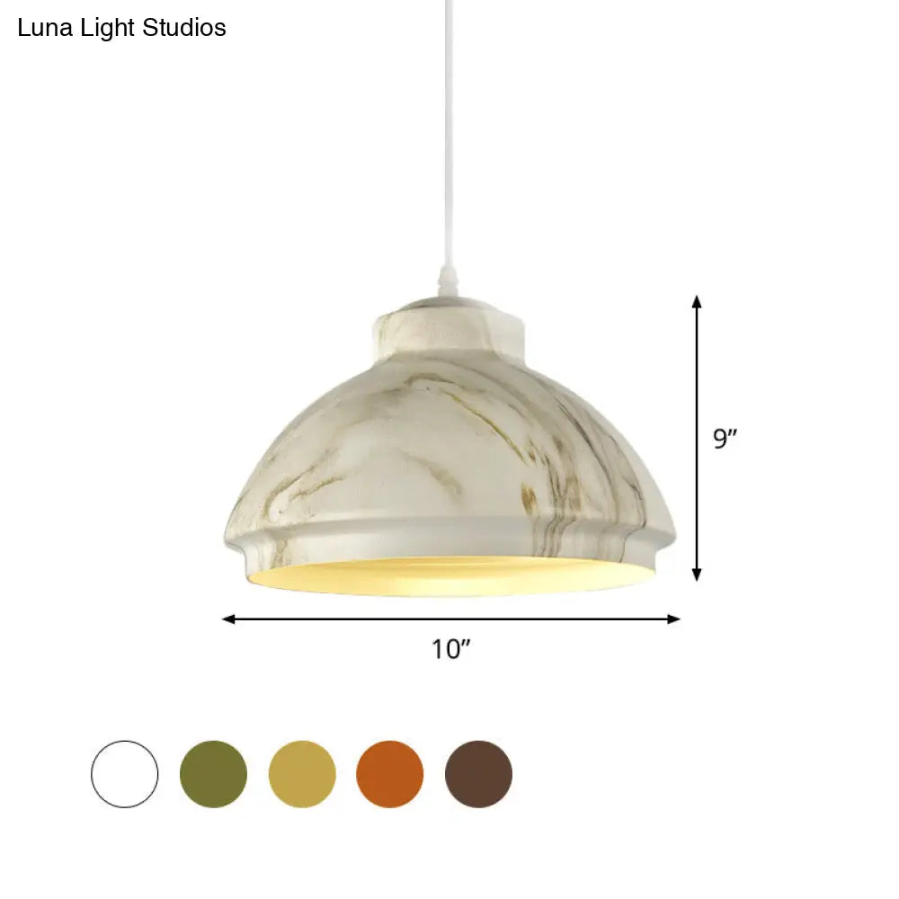 Loft Style Aluminum Coffee/Green Bowl Shade Pendant Light For Dining Room - 1 Bulb Drop Lighting