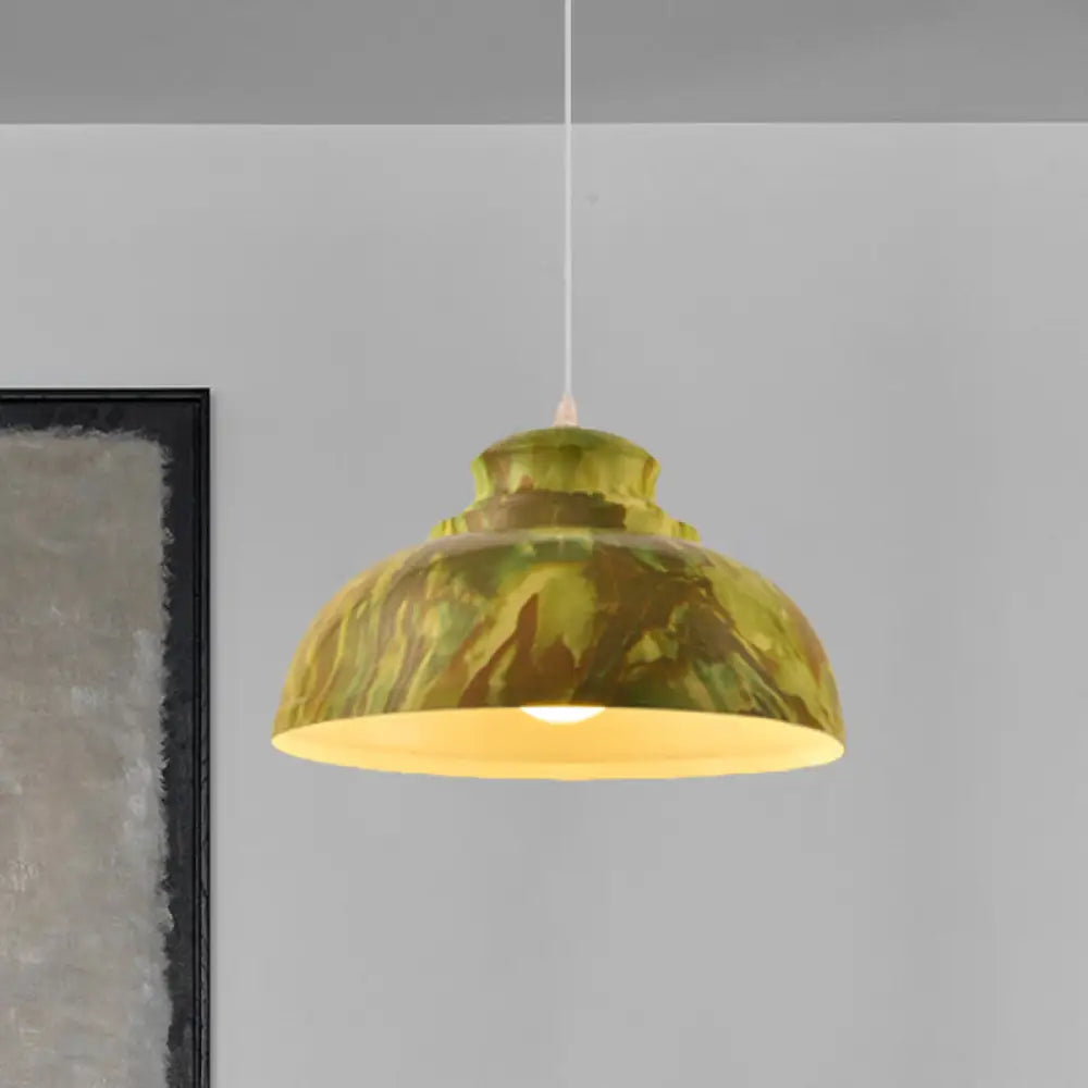 Loft Style Aluminum Hanging Pendant Light - Coffee/Green Bowl Shade For Dining Room Green