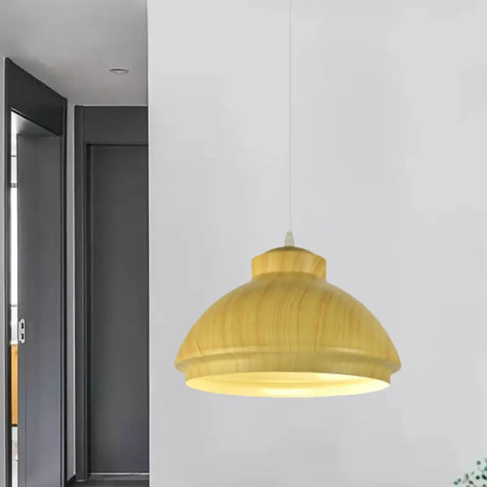 Loft Style Aluminum Hanging Pendant Light - Coffee/Green Bowl Shade For Dining Room Wood