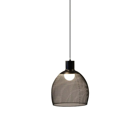 Loft Style Black Iron Mesh Drop Pendant Ceiling Suspension Lamp For Dining Room - 1-Light