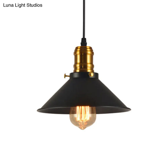 Tapered Shade Pendant Lighting - Metal Loft Style 1-Light Brass Ceiling For Living Room Pack Of