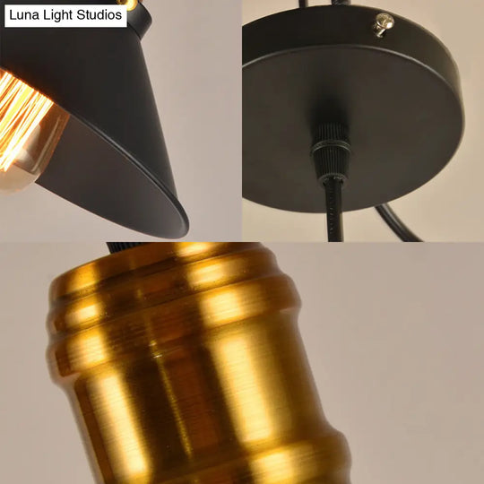 Loft-Style Brass Pendant Lighting - Tapered Shade 1-Light Metal Hanging Ceiling Light (1/2/3-Pack)