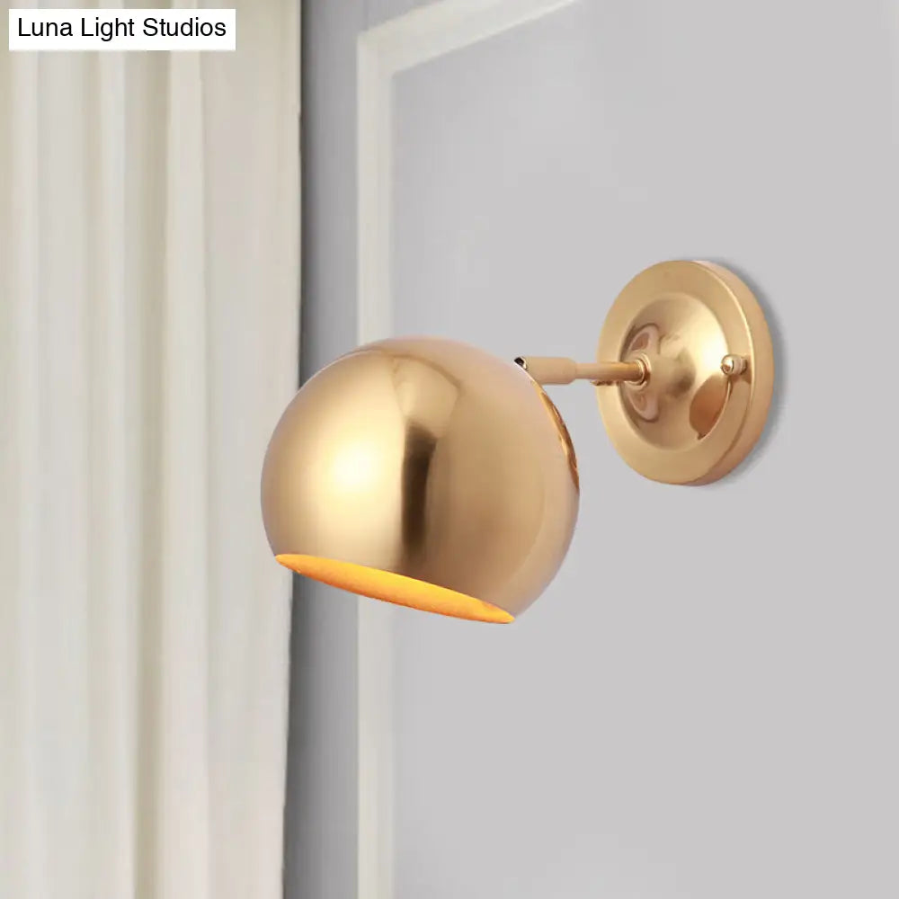 Loft Style Brass Wall Sconce With Metal Globe Shade And 1 Bulb For Dining Room Lighting