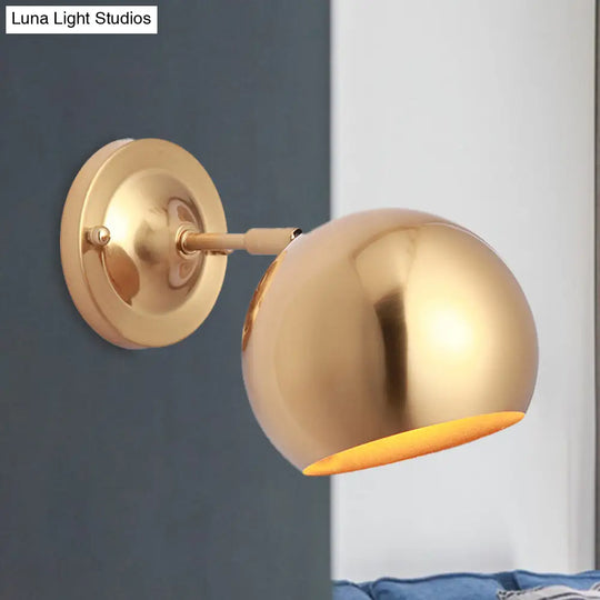 Loft Style Brass Wall Sconce With Metal Globe Shade And 1 Bulb For Dining Room Lighting