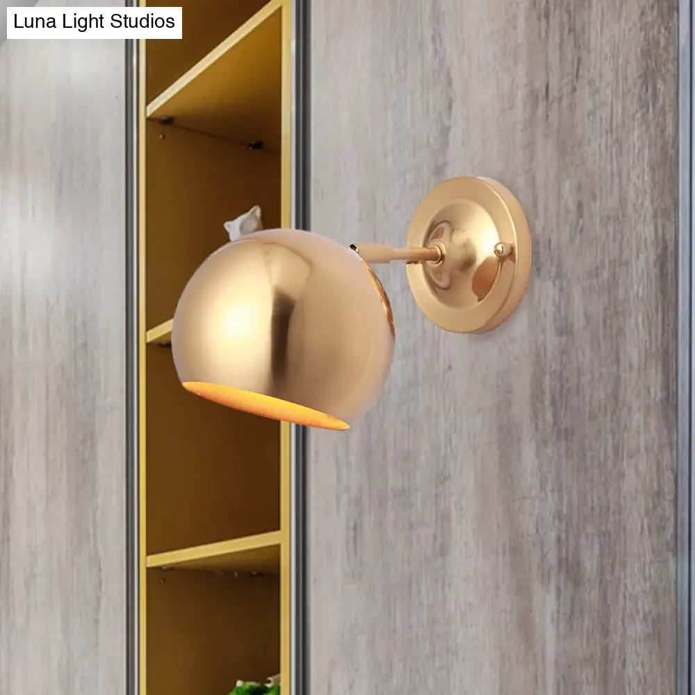 Loft Style Brass Wall Sconce With Metal Globe Shade And 1 Bulb For Dining Room Lighting