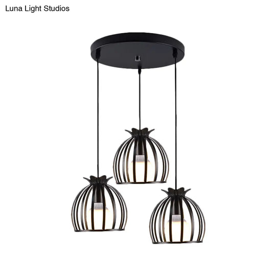 Loft Style Dome Cage Pendant Light With Hanging Head - Black/White Perfect For Living Room