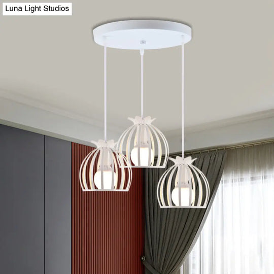 Loft Style Dome Cage Pendant Light With Hanging Head - Black/White Perfect For Living Room