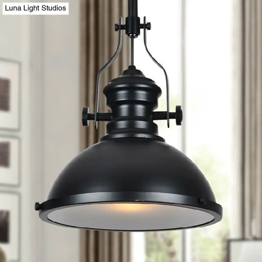 Iron Pendant Lighting - Loft Style 1-Light Restaurant Hanging Light Fixture With Pot Cover