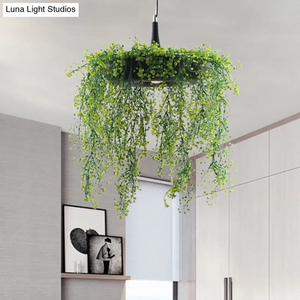 Loft Style Metal Pendant Lighting With Donut Design | 1-Bulb Hanging Ceiling Light For Balcony