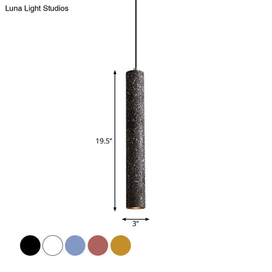 Terrazzo Fluted Pendant Lamp - Loft Style With Led Lighting White/Yellow/Blue