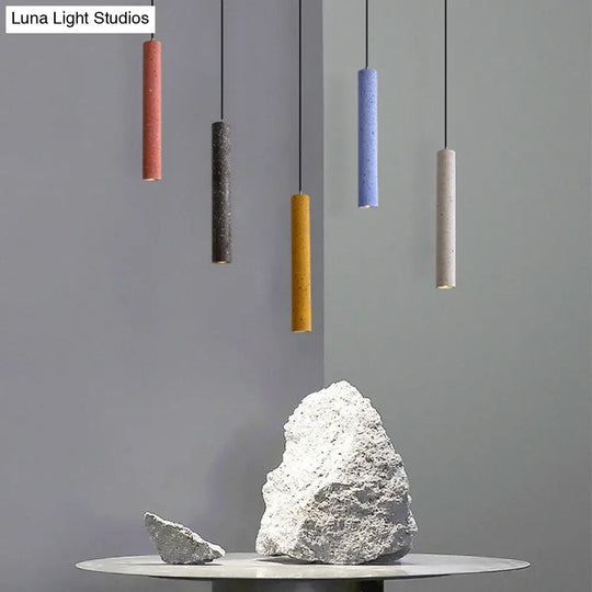 Terrazzo Fluted Pendant Lamp - Loft Style With Led Lighting White/Yellow/Blue Blue